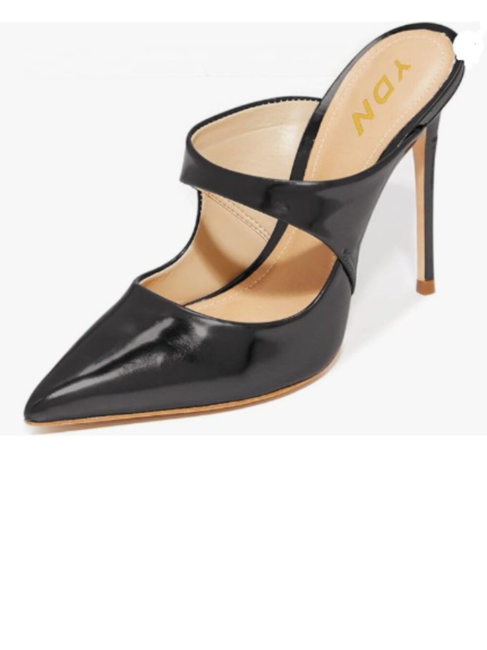 YDN Black Pointy Toe High Heel Mules Slip on Clogs Stiletto Slide Sandals Shoes